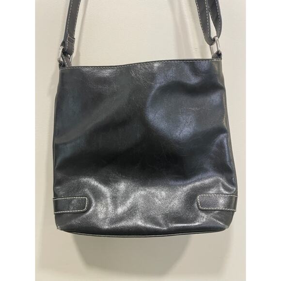 Nine West Leather Small Black Shoulder Purse Crossbody Silver Hardware Bag - Picture 5 of 11